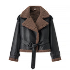 Women’s Leather Aviator Jacket – Short and Shearling-Lined
