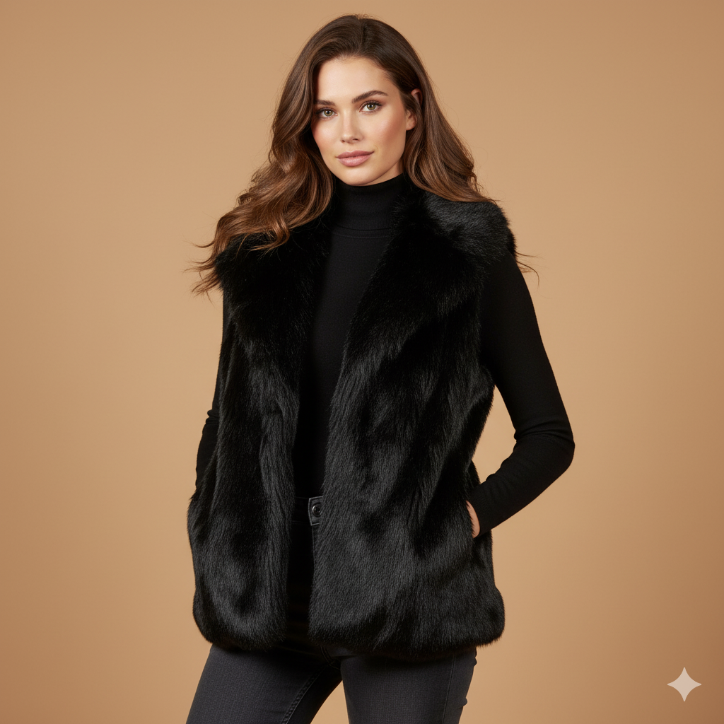 Women’s Fur Vest – Sleeveless Cardigan Style Outerwear