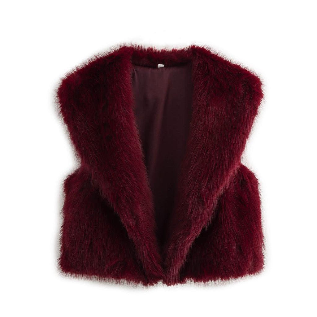 Women’s Fur Vest – Sleeveless Cardigan Style Outerwear