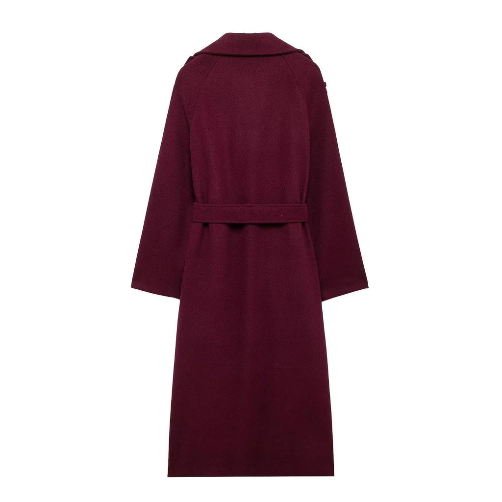 Women’s Wool Trench Coat – Long, Belted and Double-Breasted