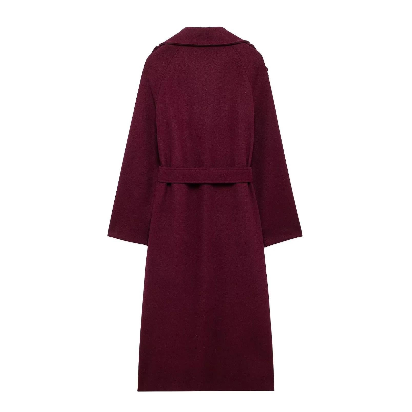 Women’s Wool Trench Coat – Long, Belted and Double-Breasted